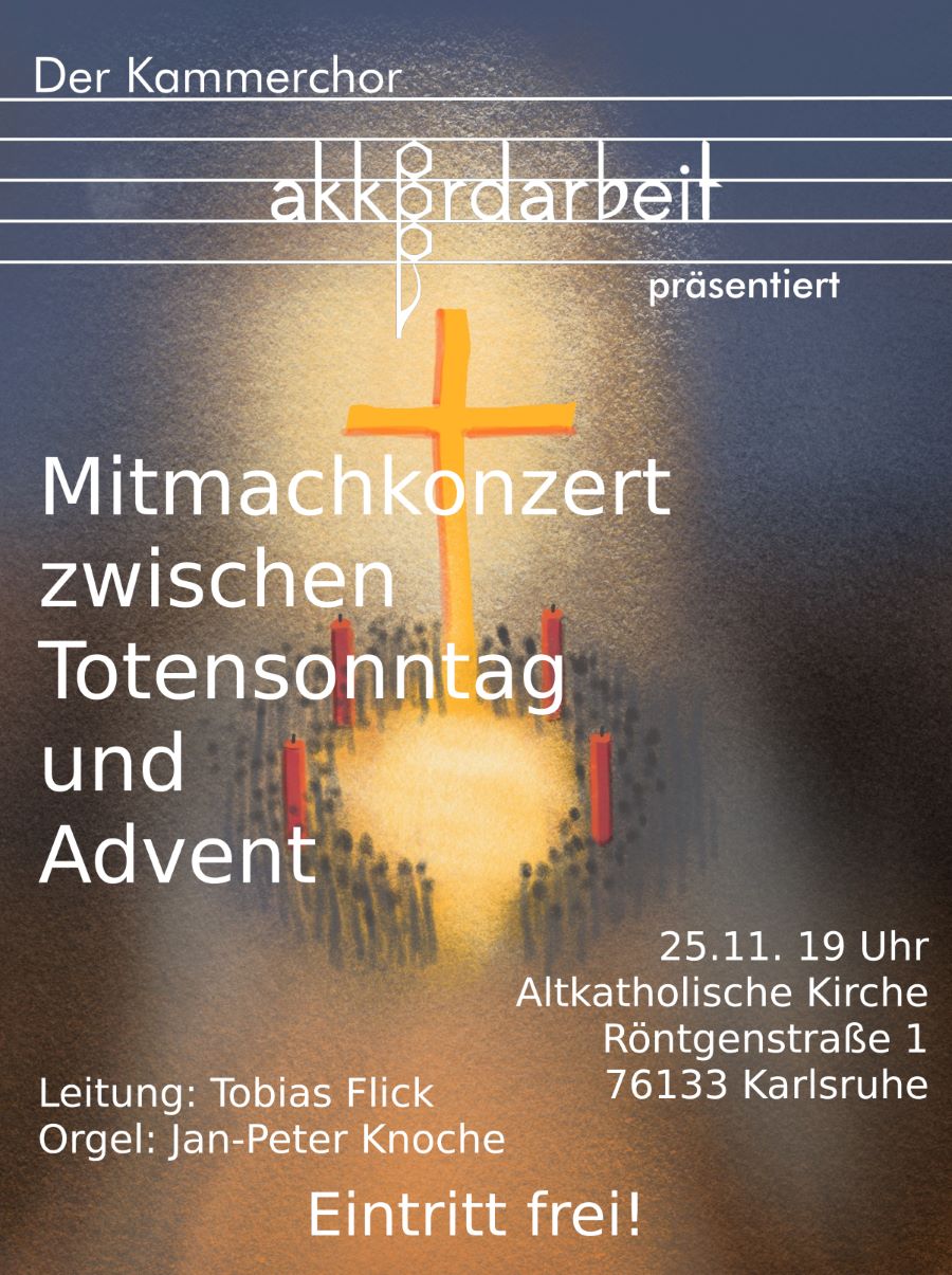 Plakat mit Kreuz und Adventskranz